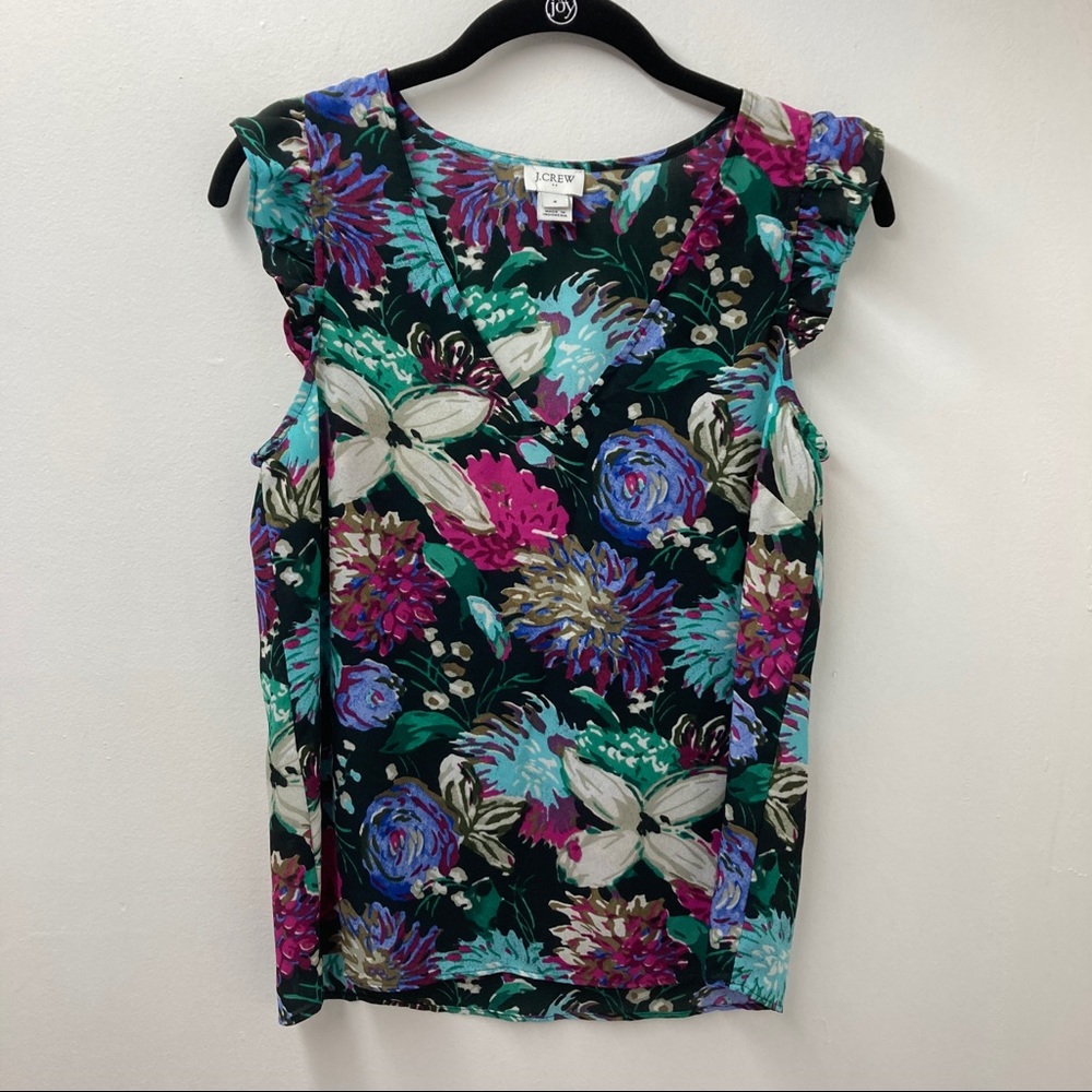 J. Crew Floral Sleeveless V Neck Top Size 4